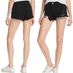PISTOLA Nova Distressed High Rise Shorts in Onyx